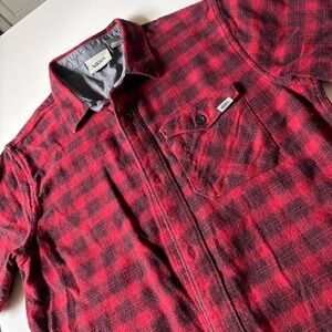 Vans Red and Black Plaid Short-Sleeve Button-Down Shirt